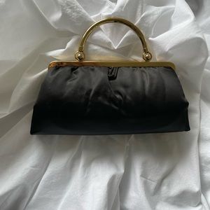 Vintage Black Satin Purse.